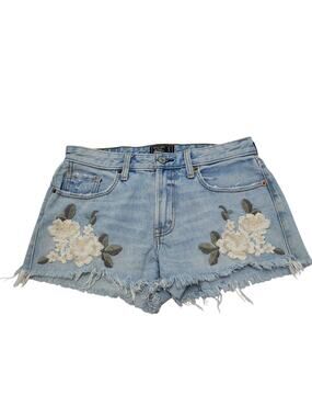 Abercrombie & Fitch Harper low rise shorts embroidered floral raw hem boho 4